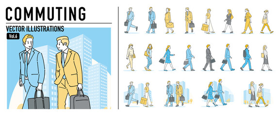 人物 通勤通学おしゃれイラスト素材	