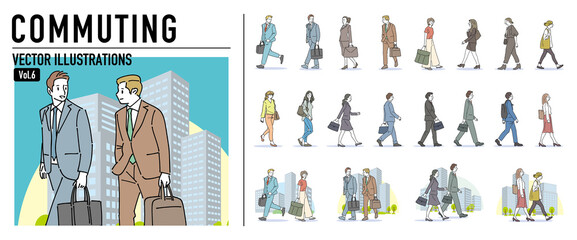 人物 通勤通学おしゃれイラスト素材	