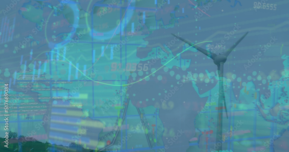 Poster image of data processing over wind turbine