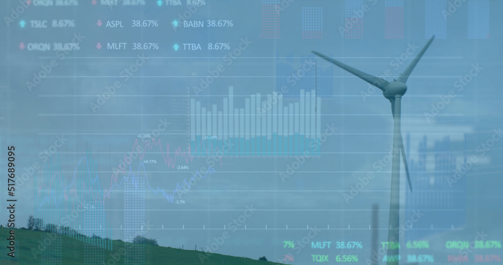 Poster image of data processing over wind turbine