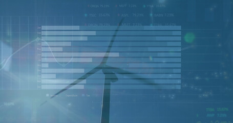 Image of data processing over wind turbine