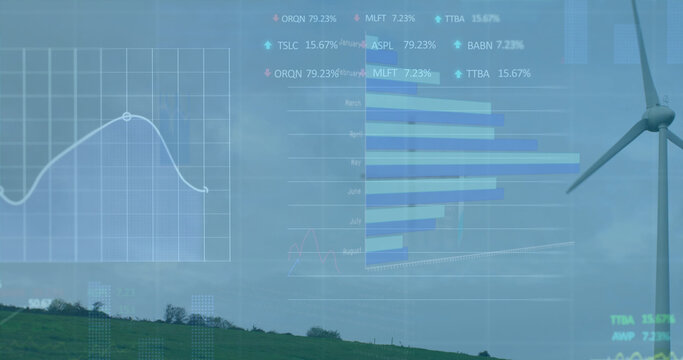 Image of data processing over wind turbine