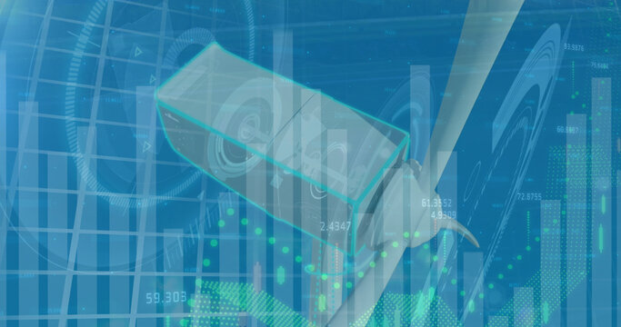 Image of data processing over wind turbine