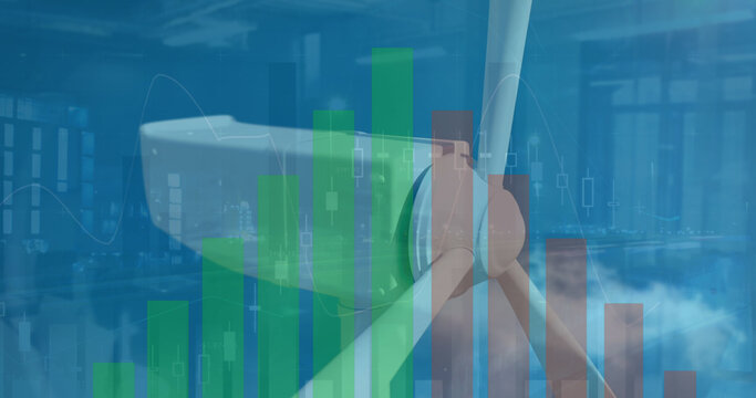 Image of data processing over wind turbine