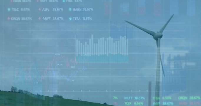 Image of data processing over wind turbine