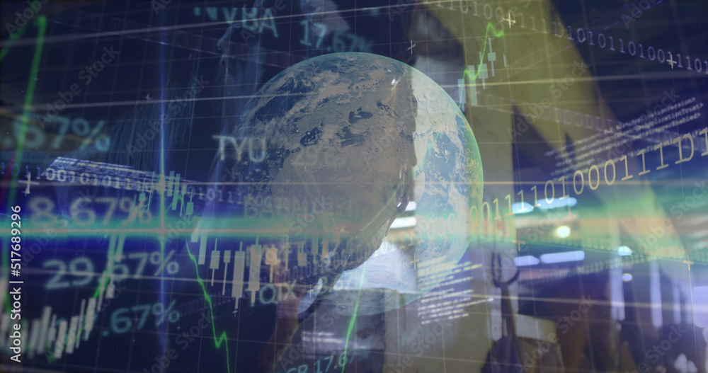 Poster image of data processing and globe over horse