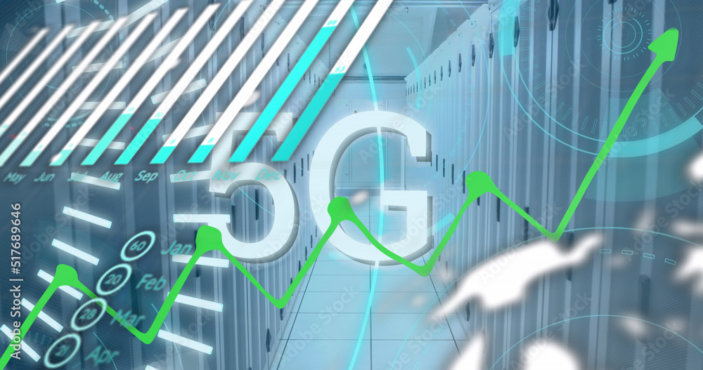 Poster image of financial data processing over server room