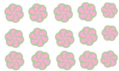 Seamless pattern with pink green dandelion flowers on white background.  Simple composition with artistic flowers.  Summer floral print, romantic botanical background with isolated flowers.  Vector.