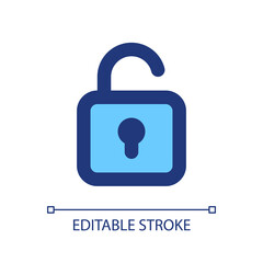 Unlocked padlock pixel perfect RGB color ui icon. Security setting. Free access. Simple filled line element. GUI, UX design for mobile app. Vector isolated pictogram. Editable stroke. Arial font used