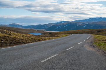 Asphalt road in tundra
