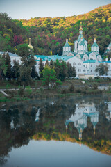 Fototapeta na wymiar Holy Mountains Lavra of the Holy Dormition. Svyatohirsk Lavra and Seversky Donets River. Svyatohirs'k in Ukraine
