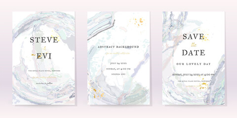 Marble Watercolor Set Art Design. Gold Invitation