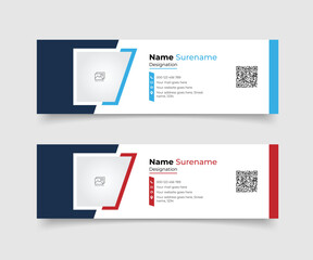 Minimalist email signature design or email footer and creative social media cover vector template