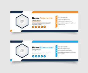 Minimalist email signature design or email footer and creative social media cover vector template