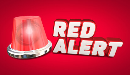 Red Alert Flashing Light Warning Danger Emergency Notice 3d Illustration - obrazy, fototapety, plakaty