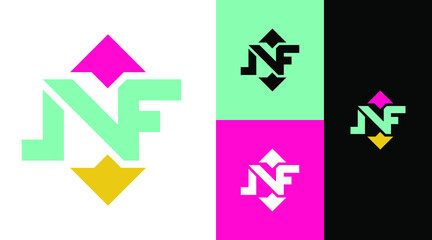 Fototapeta na wymiar NF Monogram Arrow Up and Down Business Company logo design