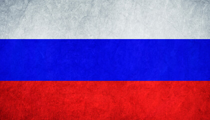 Full Frame Image of Flag of Russia with Grunge Stone Texture