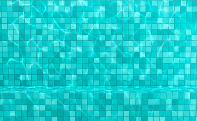 Swimming pool underwater podium with blue, turqouise tile