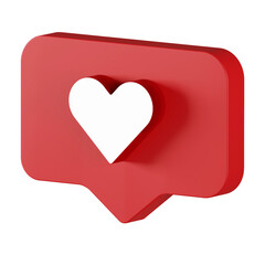 Instagram Like Button 3D Render Transparent Background