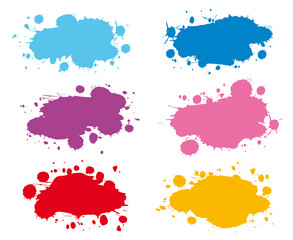 Set of color ink splash. Abstract grunge background. 