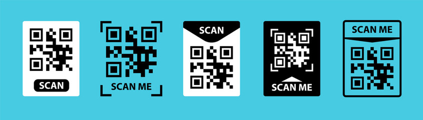 QR code vector set. QR code scan for phone. QR code for mobile app,