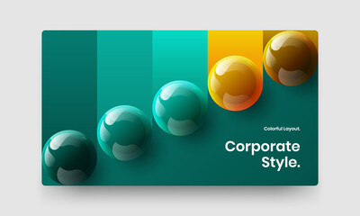 Abstract 3D spheres company cover illustration. Multicolored website screen vector design layout.