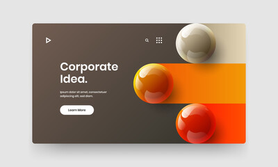 Colorful 3D spheres company cover layout. Premium site screen vector design concept.
