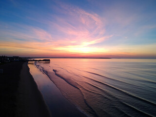 Aerial view of the Sunrise over the ocean