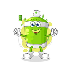 spray paint full battery character. cartoon mascot vector