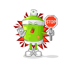 spray paint holding stop sign. cartoon mascot vector