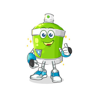 spray paint robot character. cartoon mascot vector