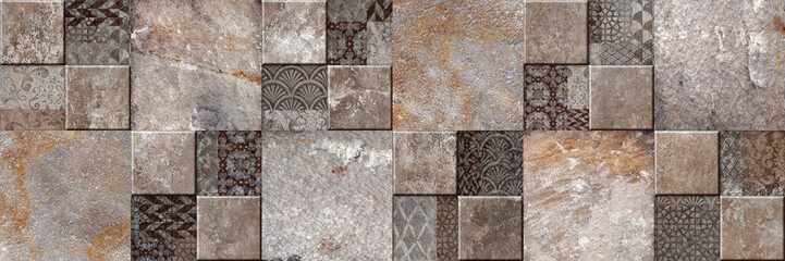 Panele Szklane  decorative stone mosaic background, ceramic tile surface 