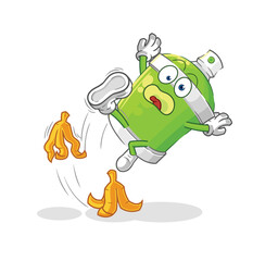 Obraz premium spray paint slipped on banana. cartoon mascot vector