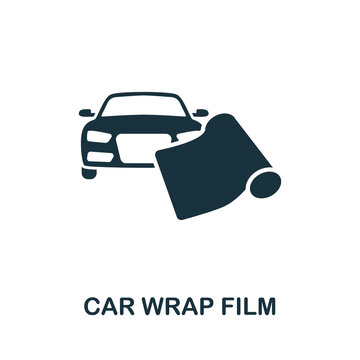 Car Wrap Film Icon. Monochrome Simple Line Car Service Icon For Templates, Web Design And Infographics