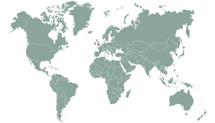 Fototapeta na wymiar World map. Color vector modern. Silhouette map. 
