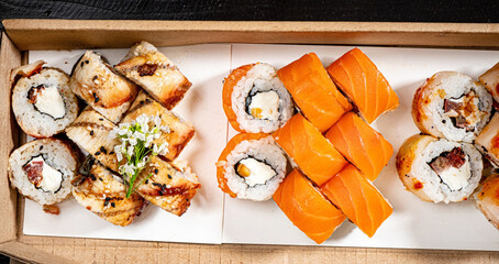 tasty sushi in the box