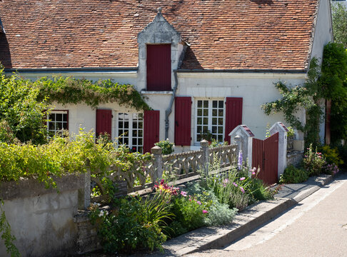 The small village of Chedigny in the Loire Valley, central France. The village has been turned into a giant garden and is known as a garden village or 'Remarkable Garden'. It bursts with colour.