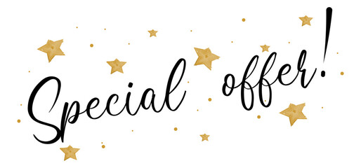 Vintage vector special offer  handwritten inscription. hand drawn lettering. Offer calligraphy. Special offer card. Vector illustration.