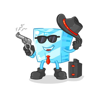 recommend clip art: glass mafia with gun character. cartoon mascot vector