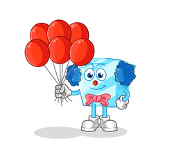 glass clown with balloons vector. cartoon character