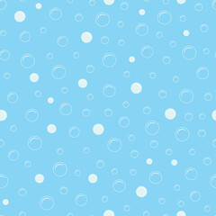 Seamless pattern with soap bubbles on blue background. Vector illustration