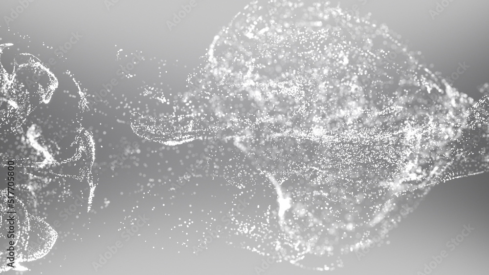 Poster elegant fast and slow motion fluid gray white glitter particles seamless loop background.