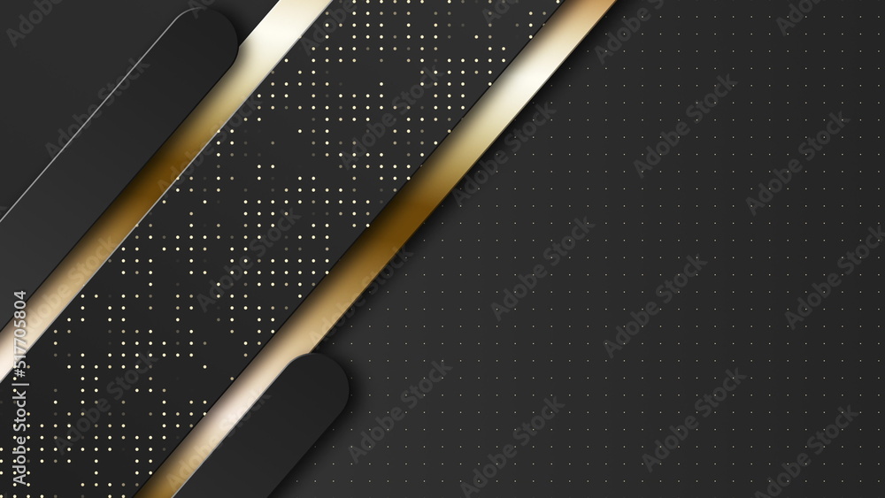 Poster black and golden abstract tech geometric rounded rectangles motion background. seamless looping. vid