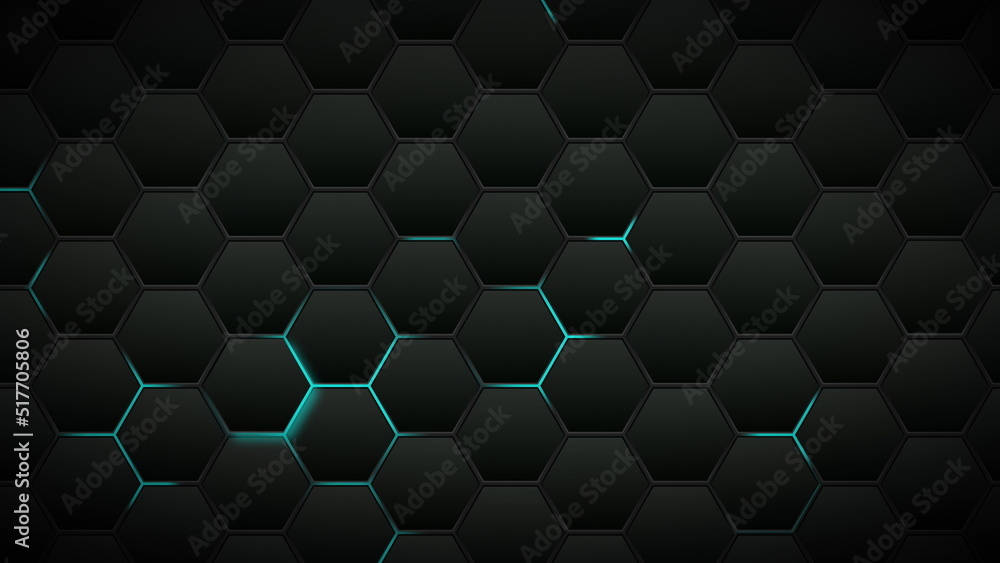 Poster futuristic hexagons surface loop rgb multicolor background. abstract hexagonal surface animation. ne