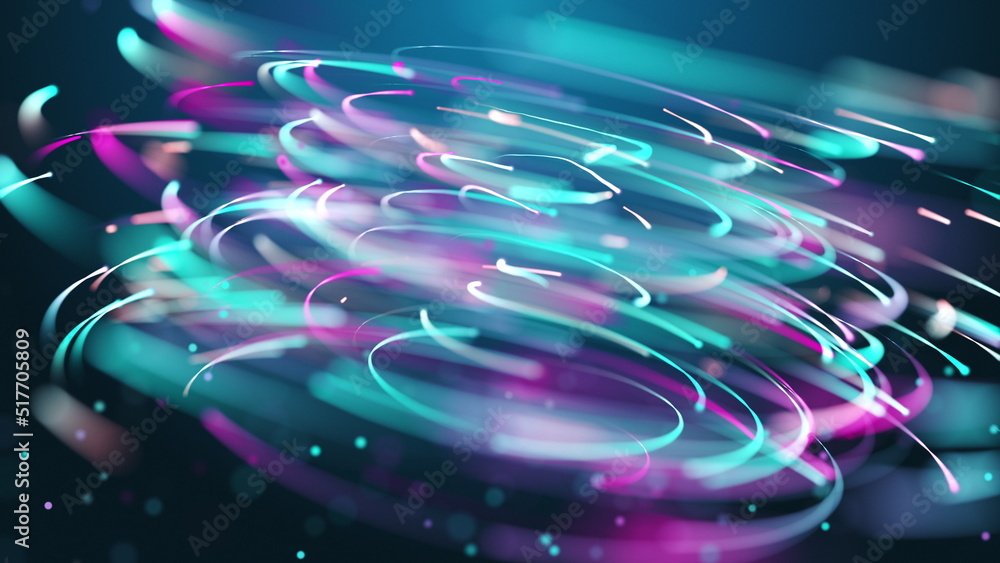 Poster 3d abstract blue pink particle vortex design. digital light glow particle tornado background. seamle
