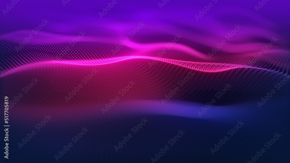 Aufkleber particles wave cyber technology background loop. abstract seamless animation of mesh glowing dots di