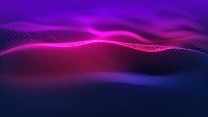 Particles wave Cyber technology background loop. Abstract seamless animation of mesh glowing dots digital luxurious wave particles flows background, Motion of digital data flow.