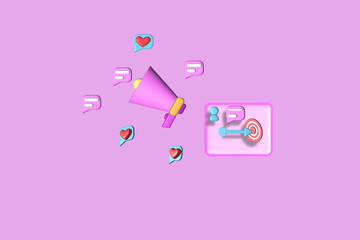 Online marketing plan symbol concept to achieve the goals set 3d rendering illustration.