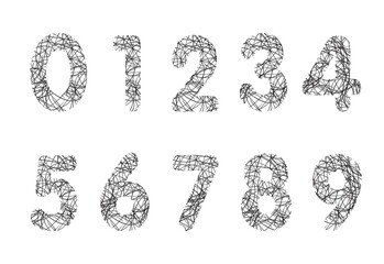 Hand drawing number  on white background, Vector  illustration.