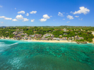 Aerial view of tropical beach and turquoise water, Bali, Indonesia
